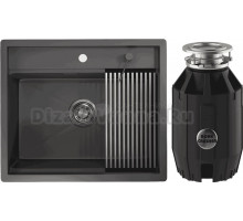 Комплект Мойка Granula Kitchen Space 6051, графит матовый + Измельчитель Bone Crusher BC 910-AS