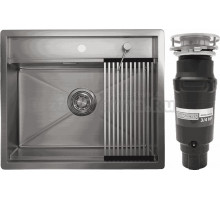 Комплект Мойка Granula Kitchen Space 6051, сталь сатин + Измельчитель Bone Crusher BC 910-SL-Slim Line