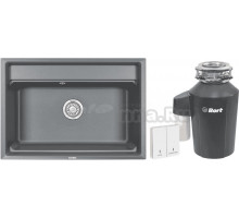 Комплект Мойка Granula Kitchen Space 7301, алюминиум + Измельчитель Bort Alligator Green