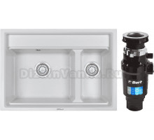 Комплект Мойка Granula Kitchen Space 7302, арктик + Измельчитель Bort Master Eco 91275752