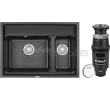 Комплект Мойка Granula Kitchen Space 7302, черный + Измельчитель Bort Master Eco Control