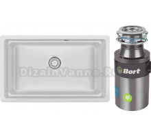 Комплект Мойка Granula Kitchen Space 7303U, арктик + Измельчитель Bort Titan 4000 Plus
