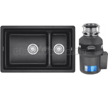 Комплект Мойка Granula Kitchen Space 7304U, черный + Измельчитель Bort Titan Extra