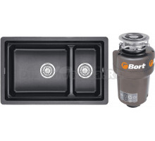 Комплект Мойка Granula Kitchen Space 7304U, шварц + Измельчитель Bort Titan Max Power