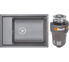 Комплект Мойка Granula Kitchen Space 7305, алюминиум + Измельчитель Bort Titan Max Power FullControl