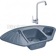 Комплект Мойка GranFest Corner C-1040 E графит + Смеситель MEGA Ege MG-PL10 хром