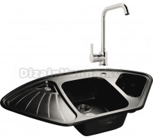 Комплект Мойка GranFest Corner C-1040 E черная + Смеситель MEGA Ege MG-PL10 хром