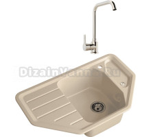 Комплект Мойка GranFest Corner C-800E кашемир + Смеситель MEGA Ege MG-PL10 хром