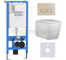 Комплект Iberica Blanca Toledo Alto IB001.TLA.231.215 с кнопкой смыва ESTI-R золото матовое