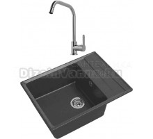 Комплект Мойка GranFest Level GF-LV-660L графит + Смеситель MEGA City MG- ZRV104 хром