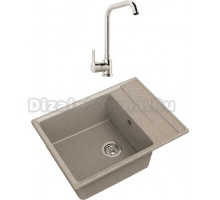 Комплект Мойка GranFest Level GF-LV-660L песочная + Смеситель MEGA Ege MG-PL10 хром