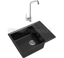 Комплект Мойка GranFest Level GF-LV-660L черная + Смеситель MEGA Ege MG-PL10 хром