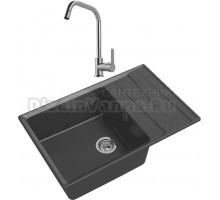 Комплект Мойка GranFest Level GF-LV-760L графит + Смеситель MEGA City MG- ZRV104 хром