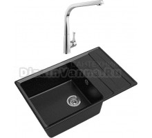 Комплект Мойка GranFest Level GF-LV-760L черная + Смеситель MEGA Mega MG-SUN03