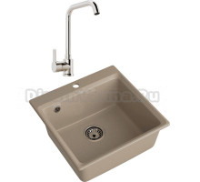 Комплект Мойка GranFest Level LV-510 песочная + Смеситель MEGA Ege MG-PL10 хром