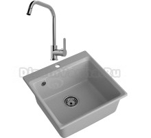 Комплект Мойка GranFest Level LV-510 серая + Смеситель MEGA City MG- ZRV104 хром