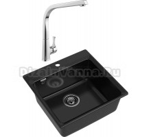 Комплект Мойка GranFest Level LV-510 черная + Смеситель MEGA Mega MG-SUN03