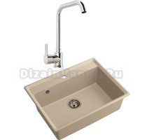 Комплект Мойка GranFest Level LV-660 песочная + Смеситель MEGA Ege MG-PL10 хром