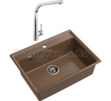 Комплект Мойка GranFest Level LV-660 терракот + Смеситель MEGA Mega MG-SUN03