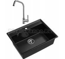Комплект Мойка GranFest Level LV-660 черная + Смеситель MEGA City MG- ZRV104 хром