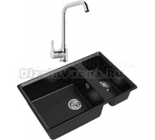 Комплект Мойка GranFest Level LV-760 K черная + Смеситель MEGA Ege MG-PL10 хром
