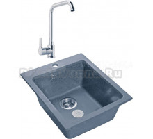 Комплект Мойка GranFest Practik GF P-505 графит + Смеситель MEGA Ege MG-PL10 хром