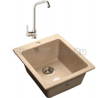 Комплект Мойка GranFest Practik GF-P505 песок + Смеситель MEGA Ege MG-PL10 хром