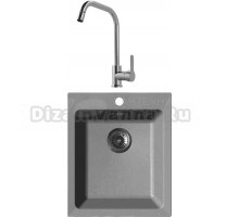 Комплект Мойка GranFest Practik GF-P505 серый + Смеситель MEGA City MG- ZRV104 хром