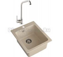 Комплект Мойка GranFest Practik P-505 кашемир + Смеситель MEGA Ege MG-PL10 хром