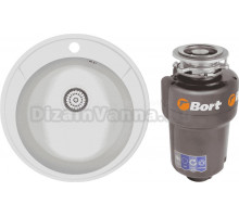 Комплект Мойка Granula Standart 4802, белый + Измельчитель Bort Titan Max Power