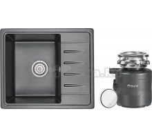 Комплект Мойка Granula Standart 5803, черный + Измельчитель Bort Alligator X