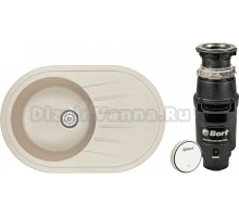 Комплект Мойка Granula Standart 7601, бежевый + Измельчитель Bort Master Eco Control