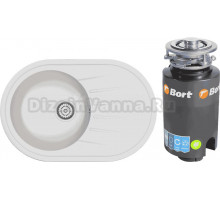 Комплект Мойка Granula Standart 7601, белый + Измельчитель Bort Titan 4000