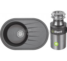 Комплект Мойка Granula Standart 7601, черный + Измельчитель Bort Titan 4000 Plus