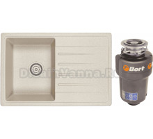 Комплект Мойка Granula Standart 7602, бежевый + Измельчитель Bort Titan 5000 Control