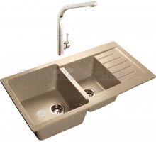 Комплект Мойка GranFest Practik P-980 KL песочная + Смеситель MEGA Mega MG-SUN03