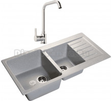 Комплект Мойка GranFest Practik P-980 KL серая + Смеситель MEGA Ege MG-PL10 хром