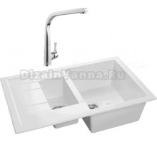 Комплект Мойка GranFest Quadro GF-Q775 KL иней + Смеситель MEGA Mega MG-SUN03