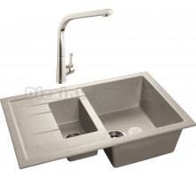 Комплект Мойка GranFest Quadro GF-Q775KL серая + Смеситель MEGA Mega MG-SUN03