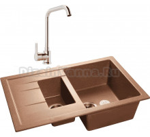Комплект Мойка GranFest Quadro GF-Q775KL терракот + Смеситель MEGA Ege MG-PL10 хром