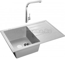 Комплект Мойка GranFest Quadro GF-Q780L серый + Смеситель MEGA Mega MG-SUN03