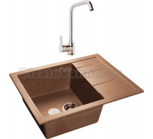 Комплект Мойка GranFest Quadro GR Q-650 L терракот + Смеситель MEGA Ege MG-PL10 хром