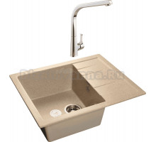 Комплект Мойка GranFest Quadro GR-Q650L песочный + Смеситель MEGA Mega MG-SUN03