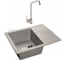 Комплект Мойка GranFest Quadro GR-Q650L серый + Смеситель MEGA Ege MG-PL10 хром