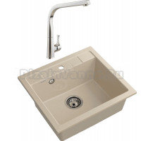 Комплект Мойка GranFest Quadro Q-561 кашемир + Смеситель MEGA Mega MG-SUN03