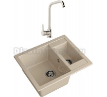 Комплект Мойка GranFest Quadro Q-610K кашемир + Смеситель MEGA Ege MG-PL10 хром