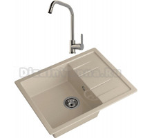 Комплект Мойка GranFest Quadro Q-650L кашемир + Смеситель MEGA City MG- ZRV104 хром