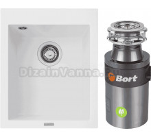 Комплект Мойка Longran Cube CUG410.500 - 07 alpina + Измельчитель Bort Titan 4000 Plus