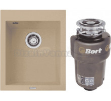 Комплект Мойка Longran Cube CUG410.500 - 08 colorado + Измельчитель Bort Titan 5000