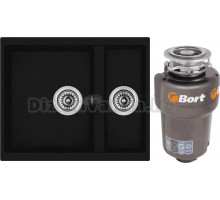 Комплект Мойка Longran Enigma ENG555.460 15 - 10 onyx + Измельчитель Bort Titan Max Power